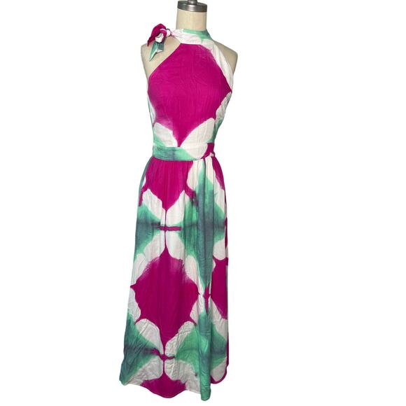 Busayo Collective Pink Green Halter Maxi Dress - Picture 2 of 12